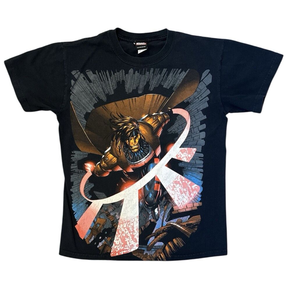 Gambit Shirt VTG Marvel Comics Mad Engine All Over Print X-Men Y2K Rare Sz Small